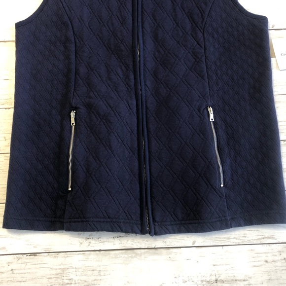 NEW! CROFT & BARROW Women’s Navy Mock Neck Sleeveless Full Zip Vest Sz L - Picture 7 of 13